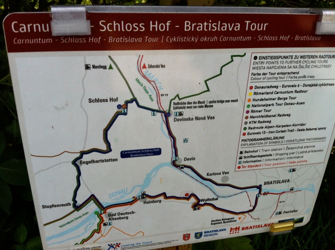 A map we came across documenting different cycling routes in the area.
